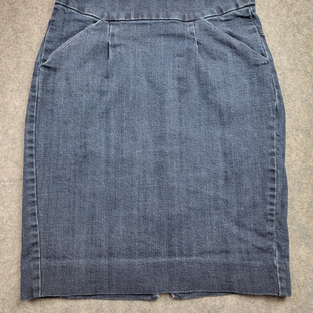 J Crew Skirt Womens 2 Blue Denim Stretch Pencil Pocket Career Work
